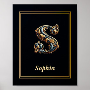 Luxury Baroque Letter S Monogram Poster 