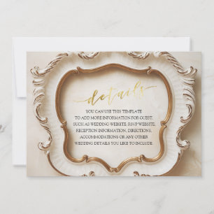 Luxury Baroque White and Gold Wedding Details Invitation