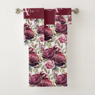 Luxury Bath Towel Set Pamper Yourself w/ Flowers