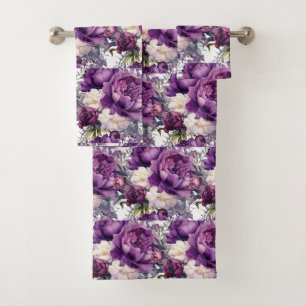Luxury Bath Towel Set Pamper Yourself w/ Flowers