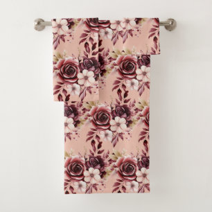 Luxury Bath Towel Set Pamper Yourself w/ Flowers