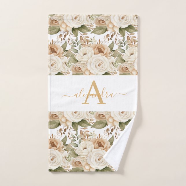 Luxury Bath Towel Set | Pamper Yourself w/ Flowers (Hand Towel)