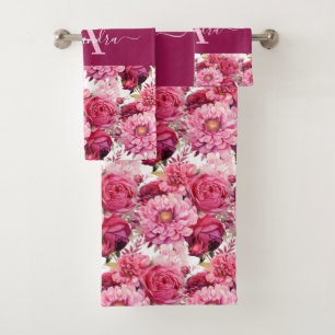 Luxury Bath Towel Set Pamper Yourself w/ Flowers