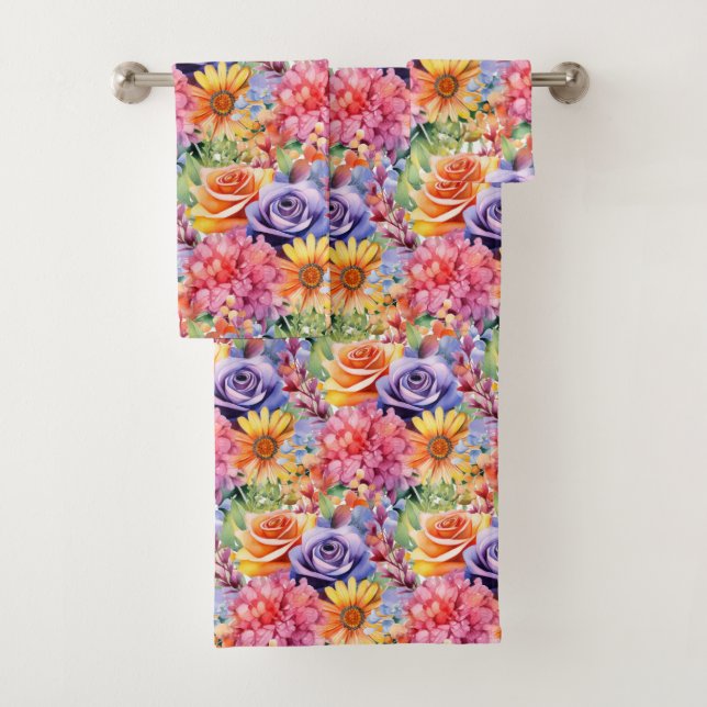 Luxury Bath Towel Set | Pamper Yourself w/ Flowers (Insitu)