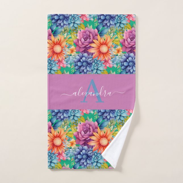 Luxury Bath Towel Set | Pamper Yourself w/ Flowers (Hand Towel)