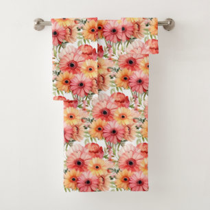 Luxury Bath Towel Set Pamper Yourself w/ Flowers