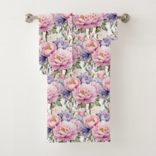 Luxury Bath Towel Set Pamper Yourself w/ Flowers