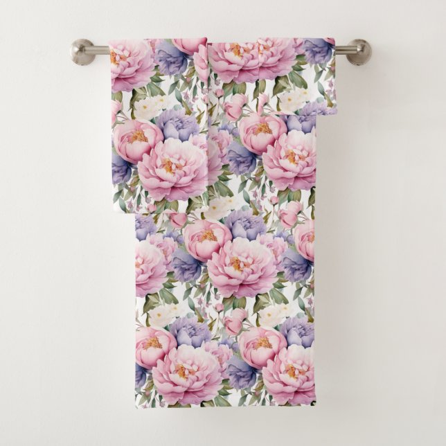Luxury Bath Towel Set | Pamper Yourself w/ Flowers (Insitu)
