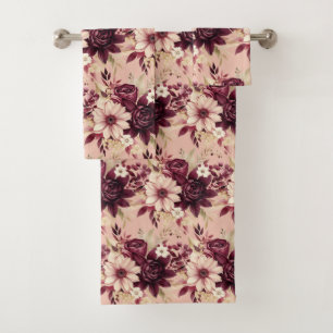Luxury Bath Towel Set Pamper Yourself w/ Flowers
