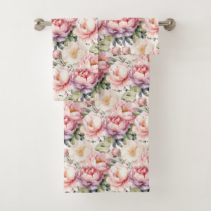 Luxury Bath Towel Set Pamper Yourself w/ Flowers