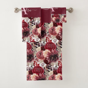 Luxury Bath Towel Set Pamper Yourself w/ Flowers