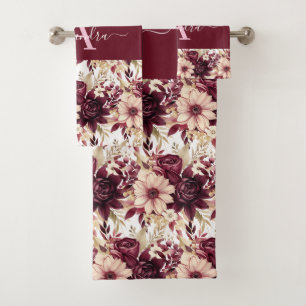 Luxury Bath Towel Set Pamper Yourself w/ Flowers