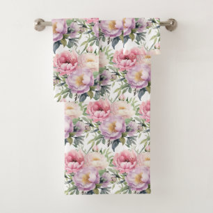 Luxury Bath Towel Set Pamper Yourself w/ Flowers