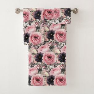 Luxury Bath Towel Set Pamper Yourself w/ Flowers