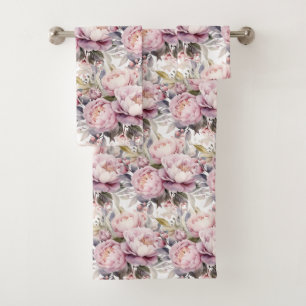 Luxury Bath Towel Set Pamper Yourself w/ Flowers