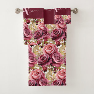 Luxury Bath Towel Set Pamper Yourself w/ Flowers