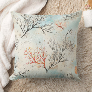 Luxury Beach Palette with Coral & Ocean Wave Cushion