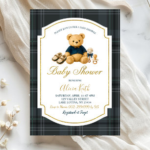luxury bear baby shower invitation