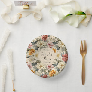 Luxury beautiful vintage flower Bridal shower Paper Plate