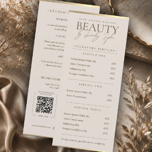 Luxury Beauty Boutique Salon Sand Price List Menu