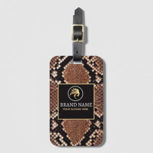 Luxury Beauty Branding Brown Python Snake Skin Luggage Tag