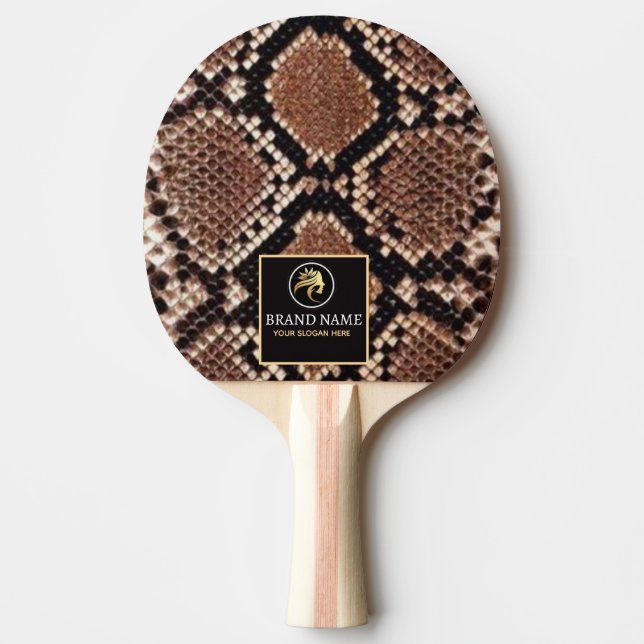 Luxury Beauty Branding Brown Python Snake Skin  Ping Pong Paddle (Front)