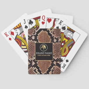 Luxury Beauty Branding Brown Python Snake Skin Playing Cards