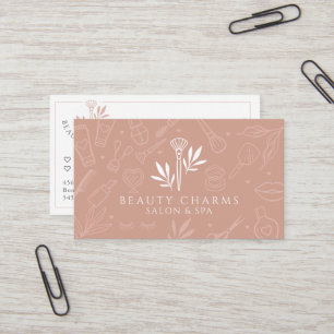 Luxury Beauty Charms Blush Pink Makeup Logo Business Card