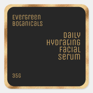 luxury beauty product label black and gold square