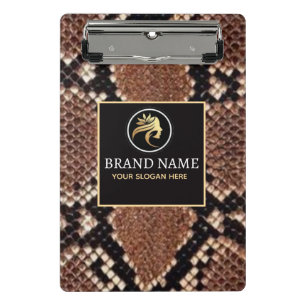 Luxury Beauty Salon Brand Brown Snake Skin  Mini Clipboard
