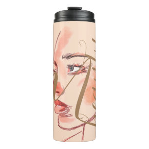 Luxury Beauty Soul Watercolor Script Monogrammed Thermal Tumbler