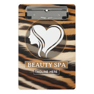 Luxury Beauty Spa Logo Elegant Tiger Print Salon  Mini Clipboard