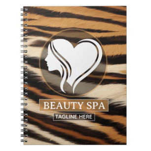 Luxury Beauty Spa Logo Elegant Tiger Print Salon Notebook