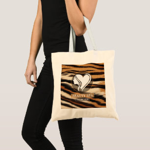 Luxury Beauty Spa Logo Elegant Tiger Print Salon Tote Bag