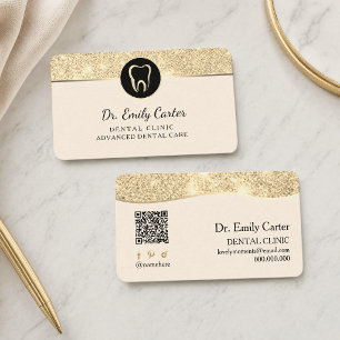 Luxury Beige & Gold Dental Clinic  Business Card