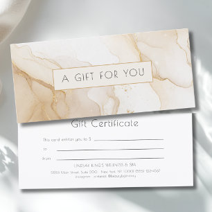 Luxury Beige Gold Marble Gift Certificate