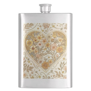 Luxury, , Beigi Gold ,Love Heart , Valentine's Day Hip Flask