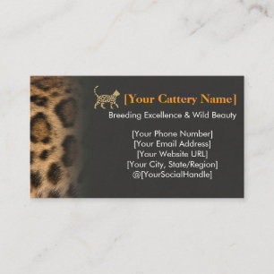 Luxury Bengal Cat Cattery Customisable  Business Card