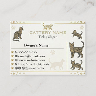 Luxury Bengal Cat Cattery Customisable  Business Card