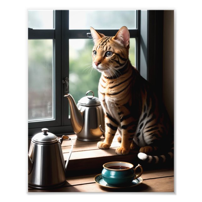 Luxury Bengal Cat Portrait by Window Photo Print (Front)