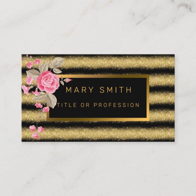 Luxury Best Popular Black Gold Glitter Business Card (Front)