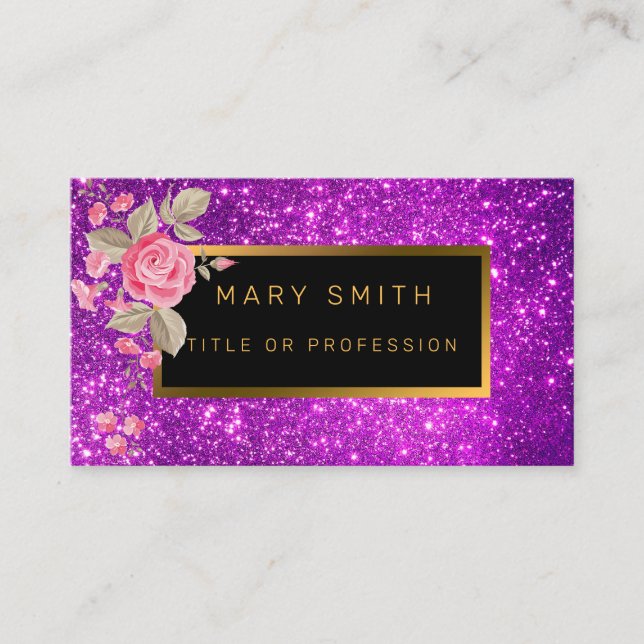 Luxury Best Popular Purple Gold Glitter Business Card (Front)