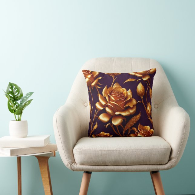 Luxury Big Gold Rose Modern Collection Cushion (Chair)