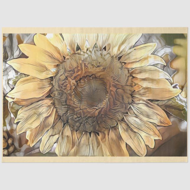 Luxury Big Watercolor Sunflower Collection Tissue Paper (Front)