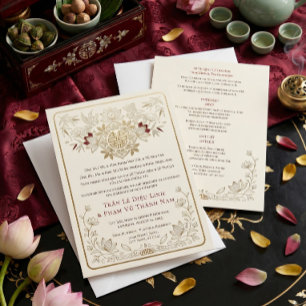 Luxury Bilingual Vietnamese English Wedding Invitation