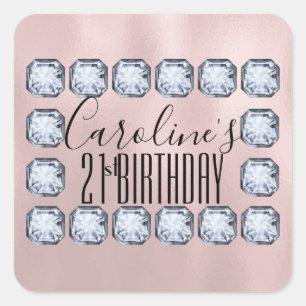 Luxury Birthday Rose gold Glass Texture Square Sticker