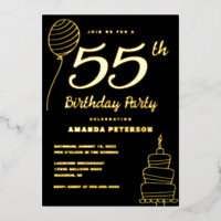 Luxury Black 55th Birthday Party Real Gold