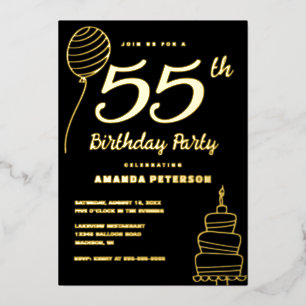 Luxury Black 55th Birthday Party Real Gold