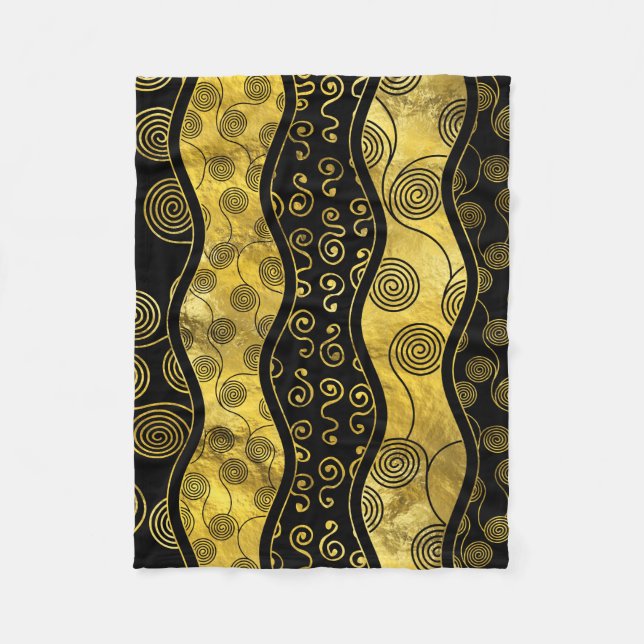 Luxury  Black and Gold African Pattern Fleece Blanket (Front)