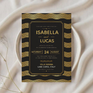 Luxury Black and Gold Art Deco Elegant Gatsby Invitation